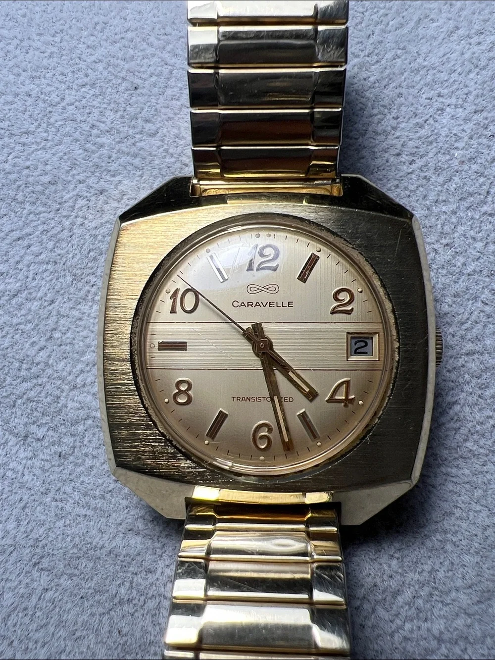 70s Caravelle Transistorized Gold Watch Vintage
